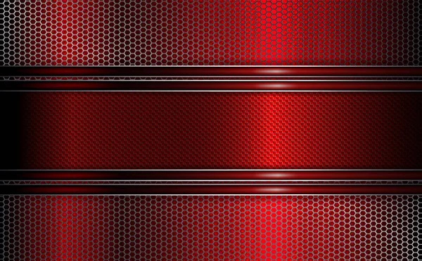 Geometric texture design of red color with a metal grille. — Stock Vector