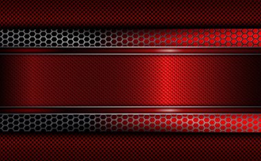 Kırmızı çerçeve ve metal ızgara ile geometrik arka plan.