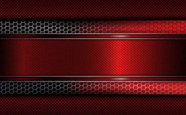 Geometrischer Hintergrund mit rotem Rahmen und Metallgitter. — Stockvektor