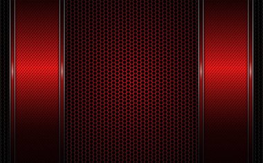 Metal ızgara ve iki geometrik koyu kırmızı arka plan kırmızı çerçeve kenar ile dokulu.