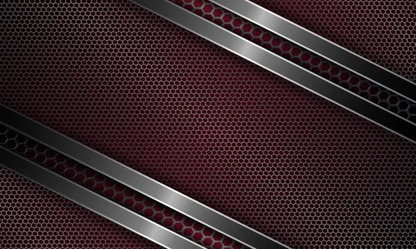 Parlak kenar ile metal ızgara ve kafes kare ile geometrik koyu kırmızı arka plan.