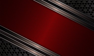 Geometrik tasarım ile koyu kırmızı dokusal çerçeve, metal ızgara.