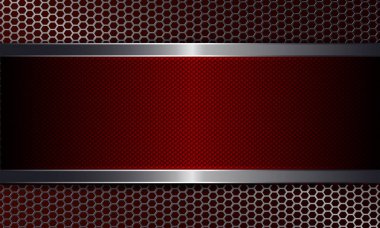 Metal ızgara ve dokulu kırmızı renk karesini geometrik koyu arka plan.