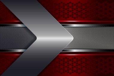 Metal çerçeve ve ok metal renk tonu ile geometrik soyut doku kırmızı tasarım.