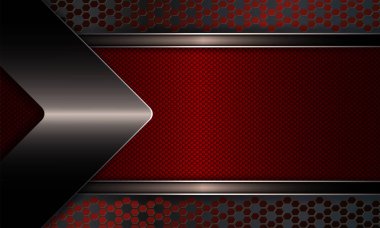 Bir koyu metalik renk tonu bir ok ile parlak bir kenar ile dokulu kırmızı çerçeve ile geometrik tasarım.