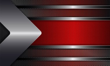 Geometrik tasarım ile kırmızı bir çerçeve, parlak, metalik renk tonu bir ok ile kenar.