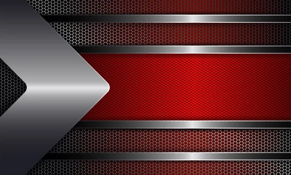 Geometrik tasarım ile kırmızı bir çerçeve, parlak, metalik renk tonu bir ok ile kenar.