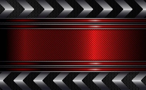 Geometrisches rotes Design mit strukturiertem Rahmen, Pfeile in metallischem Farbton. — Stockvektor