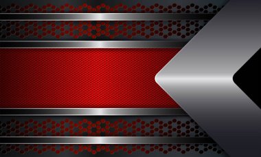 Parlak bir kenarlık ve bir ok metalik renk olan kırmızı bir dokusal çerçeveye ile geometrik tasarım.