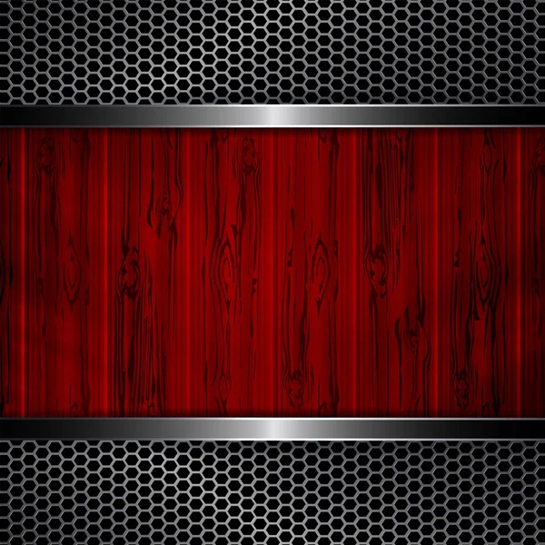 Fond géométrique avec grilles métalliques et contour des planches rouges . — Image vectorielle