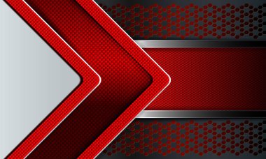 Ok ve çerçeve kenar ile geometrik doku kırmızı arka plan.