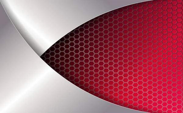 Geometrisches rotes Design mit Metallgitter und geformten Stahlrahmen. — Stockvektor