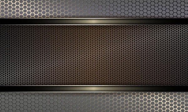 Geometrischer Hintergrund mit Metallgitter und Rahmen mit glänzenden Kanten. — Stockvektor