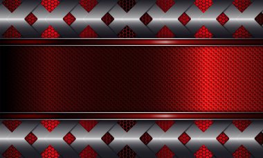 Geometrik kırmızı arka plan ile bir metal kafes ve dokusal kırmızı çerçeve silueti ile.