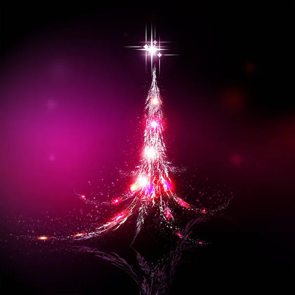 Fondo de Navidad con una silueta de un árbol de Navidad abstracto brillante . — Vector de stock