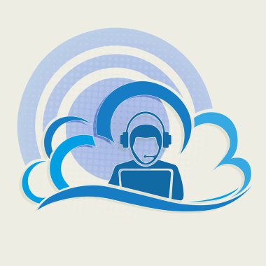 Soyut bilgisayar bulut mavi renk, tasarım öğesi kompozisyon.