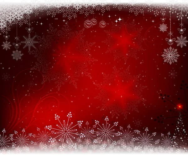 Jul röd bakgrund med jul leksaker, bollar. — Stock vektor