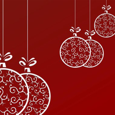 Yay ile retro tarzında beyaz Noel topları.