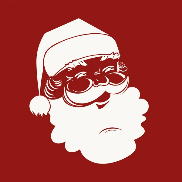 Silhouette du Père Noël tête de couleur blanche . — Image vectorielle