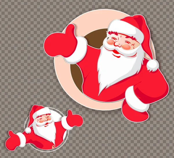 Disegno natalizio con una silhouette di Babbo Natale in tonalità bianche e rosse, elemento di design . — Vettoriale Stock