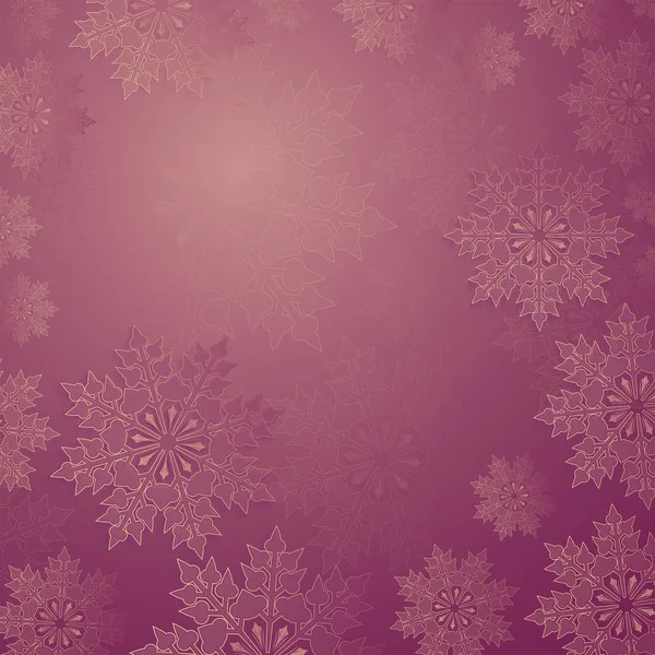 Fondo rosa navideño con un conjunto de elegantes copos de nieve blancos — Archivo Imágenes Vectoriales