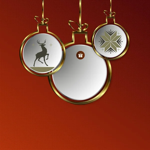金枠を持つ抽象的なボールのクリスマス茶色のパターン — ストックベクタ