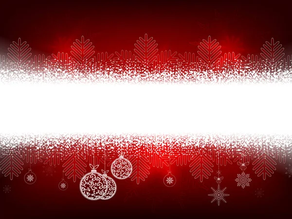 Navidad rojo brillante composición con copos de nieve y bolas en estilo retro . — Vector de stock