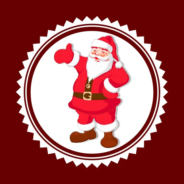 Signo redondo con la silueta de la mano de Santa Claus indicando dirección, elemento de diseño . — Vector de stock