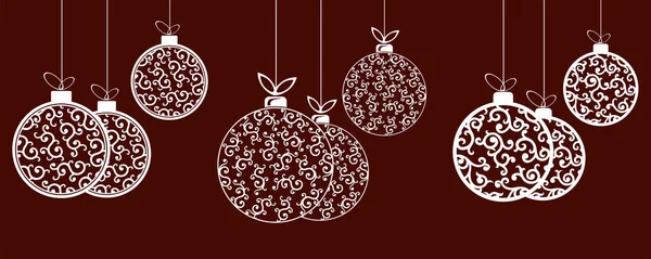 Composição de bolas de Natal branco em estilo retro, elemento de design . — Vetor de Stock