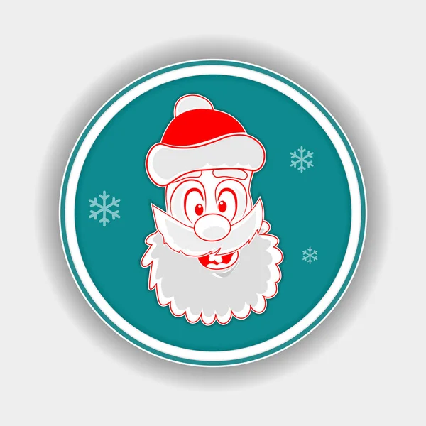 Signe rond turquoise de Noël avec une drôle de silhouette du Père Noël . — Image vectorielle