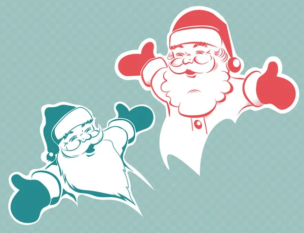 Dessin de Noël d'une jolie silhouette du Père Noël avec bras écartés, ensemble . — Image vectorielle