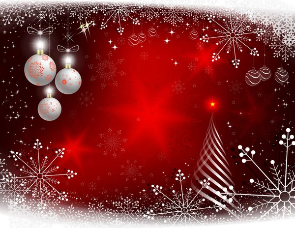 Fondo rojo navideño con un abstracto árbol de Navidad a rayas . — Vector de stock