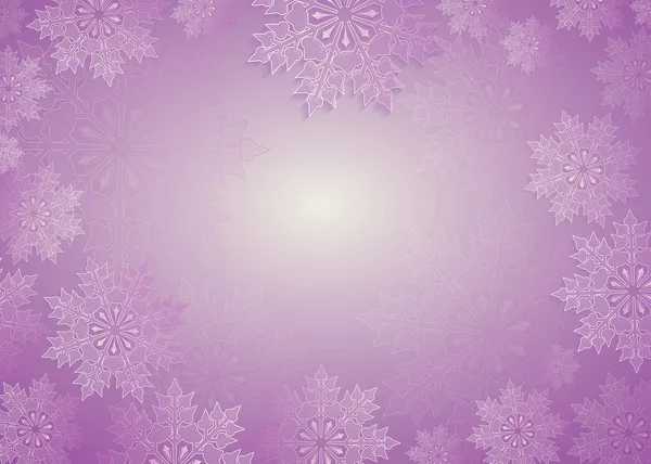 在浅紫色色调的圣诞作文与美丽的白色雪花 — 图库矢量图片
