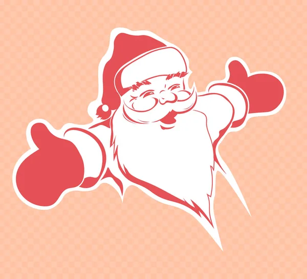 Karácsonyi rajza a sziluettje egy aranyos Mikulás kezét nyújtva egy vörös árnyalat. — Stock Vector