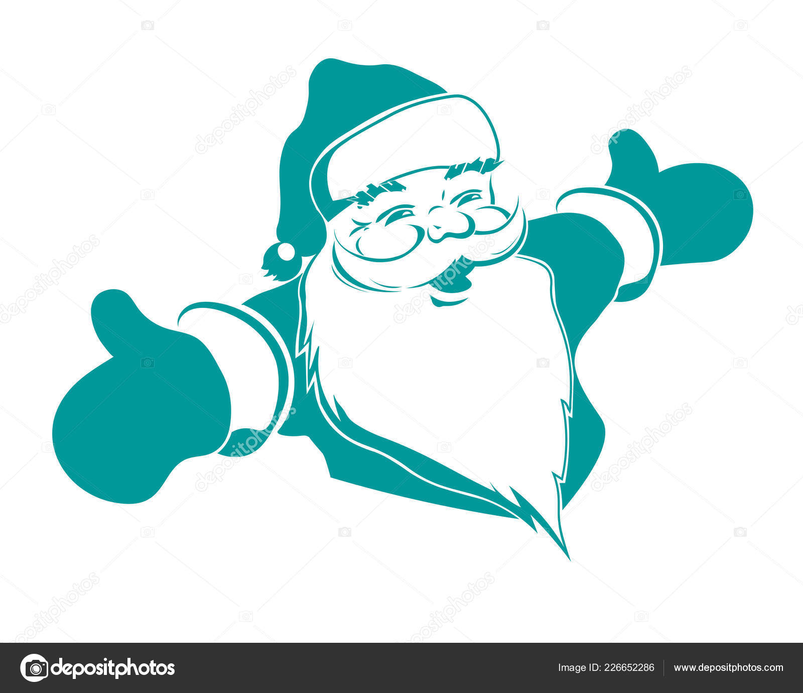 圣诞老人的圣诞节剪影胳膊传播在绿松石颜色. 图库矢量图©altadi3.ukr.net 226652286