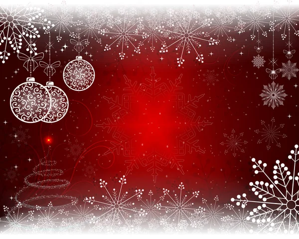 Kerstmis rode achtergrond met kerstballen in retro stijl. — Stockvector