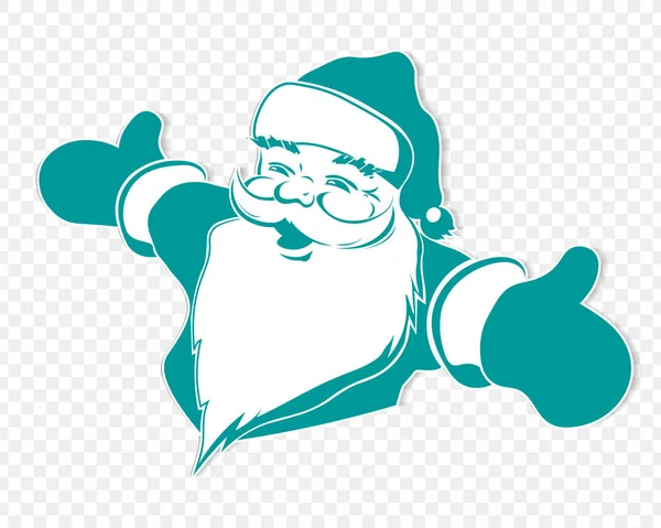 Silueta navideña de Santa Claus con los brazos extendidos en turquesa y blanco . — Archivo Imágenes Vectoriales