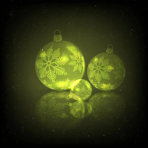 Design de Natal com um conjunto de bolas de vidro de cor amarela . —  Vetores de Stock