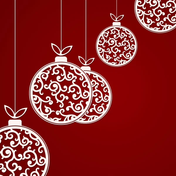 Composição de Natal com a silhueta de bolas brancas com um padrão de estilo retro . —  Vetores de Stock