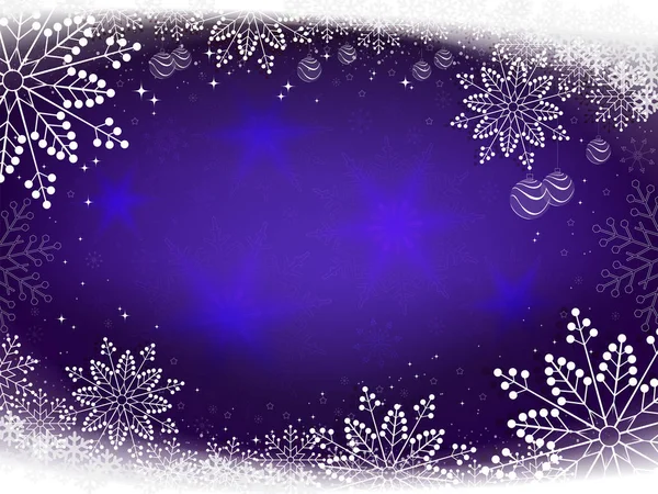 Weihnachten Hintergrund in blau mit weißen eleganten Schneeflocken. — Stockvektor