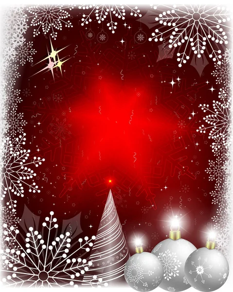 Kartki świąteczne z białe futro drzewo i kule ze śniegu. — Wektor stockowy