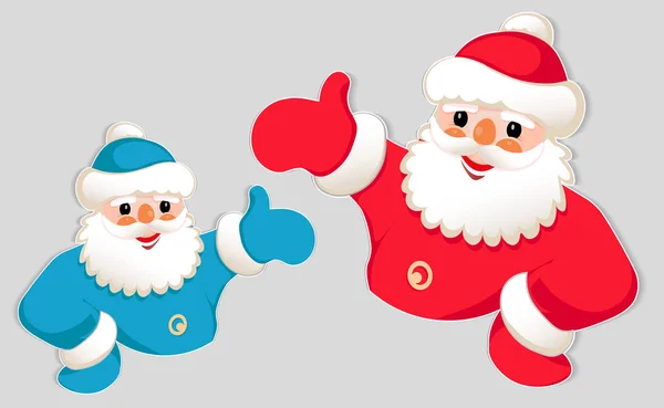 Dessin de Noël de la silhouette du Père Noël avec la main indique la direction, ensemble . — Image vectorielle
