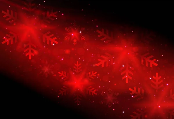 Diseño rojo navideño con brillo y silueta de copos de nieve elegantes rojos . — Vector de stock