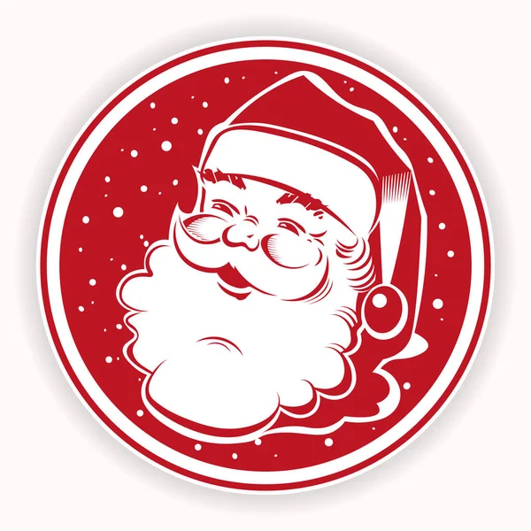Signe rond rouge de Noël, timbre avec silhouette du visage du Père Noël . — Image vectorielle