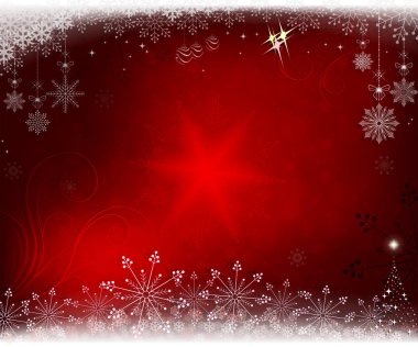 Noel oyuncaklar ve parlak bir soyut Noel ağacı silüeti Noel arka plan.