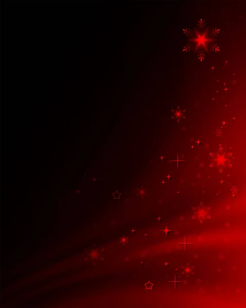 Weihnachtsrotes Design mit einer Silhouette roter Schneeflocken, Grußkarte. — Stockvektor