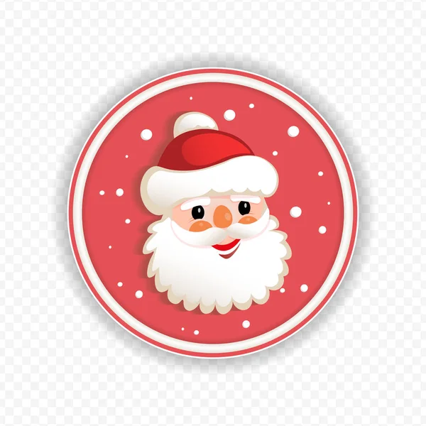 Christmas round red sign with a cute Santa Claus silhouette, — Stock Vector