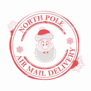 Noel damga ile komik bir surat Santa Claus, tasarım öğesi