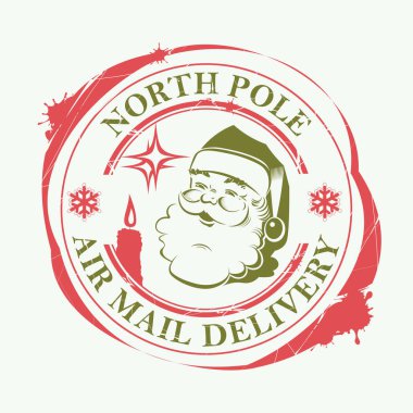 Noel baskı ile bir siluet Noel Baba'nın, kırmızı ve yeşil renk.