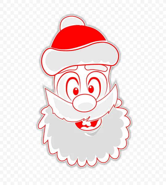 Dibujo de Navidad de una cara divertida y divertida de Santa Claus — Vector de stock